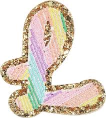 Mu letter, greek alphabet symbol, rainbow glitter background. Rainbow Glitter Script Letter Patches Stoney Clover Lane Patches
