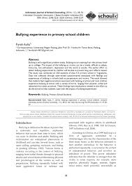 Pdf Bullying Experience In Primary School Children