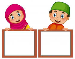 Muslim Children And Empty Board Kids Doodles Islamic Cartoon Toddler Art