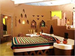 Modern Indian Bedroom With Rajasthani Wall Designing Brings A Different Concept To The Room Indian Style Bedrooms Indian Bedroom India Inspired Bedroom