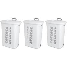 Maybe you would like to learn more about one of these? Sterilite White Laundry Hamper With Lift Top Wheels And Pull Handle 3 Pack Target