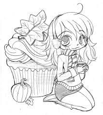 Free, printable food coloring pages are fun, but they also help kids develop many important skills. Pumpkin Spice Cupcake Girl By Yampuff On Deviantart Chibi Coloring Pages Animal Coloring Pages Colorful Drawings