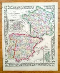 It is located on the atlantic coast and crossed by several rivers. Antique France Spain Portugal 1860 August Mitchell Map Etsy