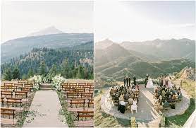 Newlyweds smile and hug each other among the meadow on top of the mountain. Top 20 Mountain Wedding Ceremony Decor Ideas Deer Pearl Flowers
