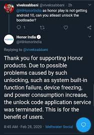 340 victoria st wetherill park nsw 2164. Honor Play Emui 10 Android 10 Update Unlock Bootloader Terminated