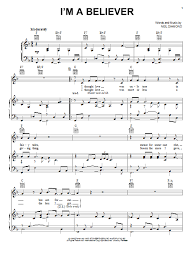 I M A Believer Piano Vocal Guitar Chords Right Hand Melody