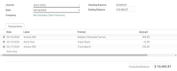 The statement summary shows your opening as well as closing balances in addition to your personal details. Bank Statements Odoo 14 0 Documentation