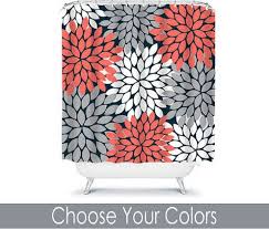 Salmon Colored Shower Curtain Floral Bathroom Decor Shower Curtain Monogram Floral Bathroom