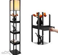 Brightech Maxwell Drawer Edition - Modern Shelf Floor Lamp with Drawer - Corner Display Floor Lamps with Shelves for Living Room, Bedroom and Office - ...