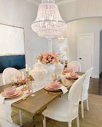 Yaheetech 4pcs dining chairs with beech wood legs and metal wires modern side shell eiffel dsw chairs for dining room living room bedroom kitchen lounge reception, pink 4.1 out of 5 stars 33 $89.99 $ 89. 10 Sophisticated Feminine Dining Room Decor Ideas