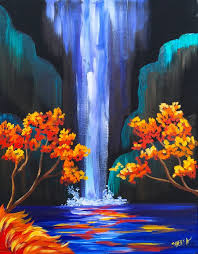 But it can also be done with acrylic in the same way shown in the video. Easy Waterfall Painting For Kids Novocom Top