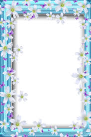 Transparent Bue Png Frame With Flowers And Butterflies Flower Frame Frame Floral Border Design