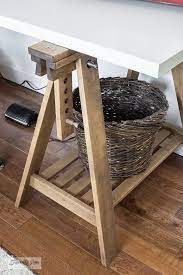 Diy A Rustic Ikea Trestle Sewing Table Or Desk Funky Junk Interiors Ikea Desk Legs Ikea Trestle Table Trestle Desk