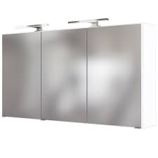 Manche spiegelschränke haben offene fächer an den seiten, in denen platz für parfümflacons und. Bad Spiegelschrank 3 Turig Mit Beleuchtung 120 Cm Breit Weiss Einrichtung Fur Jeden Geschmack Bei Moebel Guenstig De