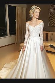 Neckline In 2020 Long Sleeve Satin Wedding Dress Wedding Dresses Satin Plus Wedding Dresses