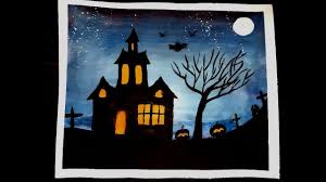 Then, draw horizontal trapezoids along the tops of these trapezoids to make the roof. How To Draw A Ghost House Scenery For Beginners With Water Color Step By Step Youtube