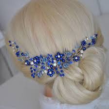 Royal Blue Hair Piece Someting Blue For Bride Side Brooch Etsy Beach Wedding Hair Accessories Beach Wedding Hair Royal Blue Hair