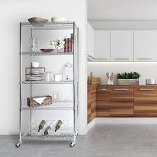 Check spelling or type a new query. Amazon Com Seville Classics Ultradurable Commercial Grade 5 Tier Nsf Certified Wire Shelving With Wheels 36 W X 18 D X 72 H X X Plated Steel Home Kitchen