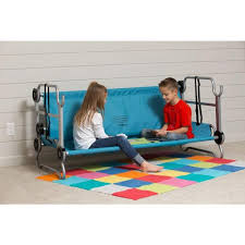 Use as 2 separate cots, a bench, or bunk them to save room. Disc O Bed Kid O Bunk 65 In Teal Blue Bunk Beds With Organizers 30105bo The Home Depot