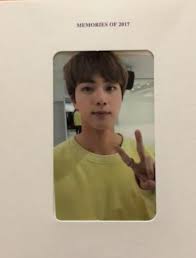 The contents were amazing and beautiful! Bts Memories 2017 Blu Ray Photocard Jin Photocard Memories Photo Cards