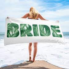 Bride Beach Towel Palm Tree Beach Towel Beach Theme Etsy In 2021 Beach Bride Beach Bachelorette Bachelorette Party Beach