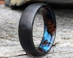 Carbon Fiber Ring Wood Ring Wood Inlay Ring Engagement Ring Wedding Ring Wood Wedding Band Mens Ring Womens Ring Buckeye Burl Ring Rings For Men Carbon Fiber Rings Wood Inlay Rings