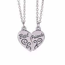 Lureme 2 Pcs Girls Silver Jewelry Love Heart Best Friend Pendant Friendship Necklace Chains Nl004226 4 Real Diamond Necklace Friend Necklaces Bff Jewelry