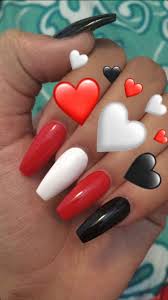 Black And Red Acrylic Nails Square Pin By Ryleedayle On Random Stuff In 2020 With Images Red Nails White Acrylic Nails Cute Acrylic Nails