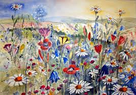 Blumenwiese Gemalt Von Oben Google Suche Blumen Wiese Malen Blumenwiese