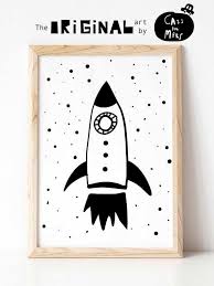 Black And White Rocket Rocket Wall Art Boy Nursery Decor Black And White Nursery Etsy Space Themed Nursery White Nursery Decor Nursery Decor Black