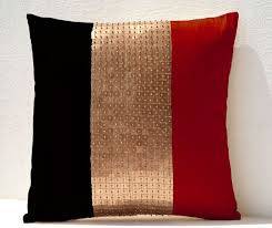 Black And Gold Couch Covers Throw Pillows Red Black Gold Color Block Silk Beads By Amorebeaute Gold Pillows Gold Throw Pillows Black Gold Bedroom