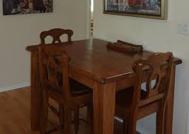 Luckyermore 5 piece counter height dining table set with 4 bar stools mid century kitchen dining room pub table and chairs for 4 wood dinette set, walnut. Solid Wood Dining Table Bar Height 4 Chairs