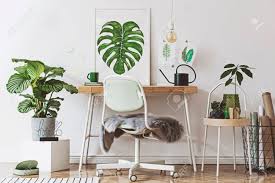 Scandinavian home has paid advertising banners and product affiliate links, which means i earn a very i captured her home office a few years back. Stylish And Modern Scandinavian Interior Of Home Office Desk Stock Photo Picture And Royalty Free Image Image 117672032
