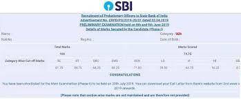 Direct link to check sbi po result & scorecard for 2019 exam. Sbi Po Prelims 2019 Scorecard Check Here