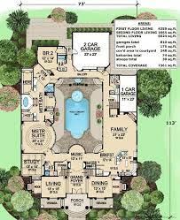 Plan 36186tx Luxury With Central Courtyard Pool House Plans Luxury House Plans Courtyard House
