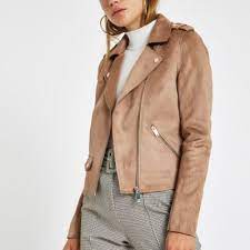 Light Brown Faux Suede Biker Jacket Jackets Coats Jackets Women Giftryapp Faux Suede Biker Jacket Suede Biker Jacket Jacket Outfit Women