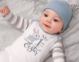 Buy Boy First Easter Outfit Personalized Baby Easter Bunny Bow Tie Going  Home Outfit Yoga Pants Navy Gray Stripe Boy Knot Hat Baby Gift Online in  India