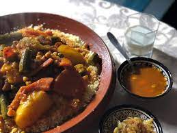 The couscous comes together quickly while the chicken bakes. Moroccan Seven Vegetable Couscous Marocmama