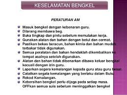 · elakkan memakai pakaian yang longgar dan aksesori yang labuh kerana ia mudah tersangkut pakaian dan kelengkapan diri pakaian dan alat perlindungan di bengkel pakaian di bengkel boleh dikelaskan kepada tiga, iaitu paka. Keselamatan Bengkel Kh