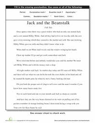 Punctuation Jack And The Beanstalk Worksheet Education Com Teaching Punctuation Punctuation Activities Punctuation Worksheets