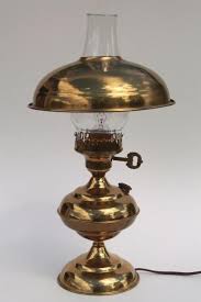 Polished Brass Table Or Desk Lamp W Metal Shade Glass Chimney Old Fashioned Oil Lamp Lamp Oil Lamps Metal Shades