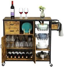 Top 5 best rolling kitchen carts in 2018. Buy Hasuit Kitchen Island Cart On Wheels Rolling Kitchen Island With Cabinet Kitchen Cart With Drawers Spice Rack Basket And Shelves Accent Online In Greece B08m17kc47