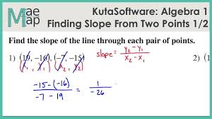 This linear equations worksheet will produce problems for practicing finding the slope from a pair of points. Kutasoftware Algebra 1 Finding Slope From Two Points Part 1 Youtube