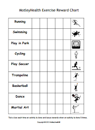 Kids Exercise Reward Chart Motivate Kids To Get Active