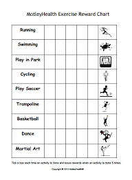 kids exercise reward chart motivate kids to get active