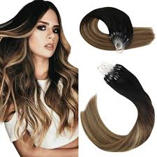 Free us next day p&p. Remy Human Hair Extensions Micro Loop Balayage Black To Brown 1b 4 27 Ugeathair