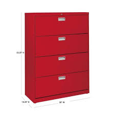 Bradstone 3 drawer white lateral file cabinet. Sandusky 600 Series 53 In H X 36 In W X 19 In D 4 Drawer Lateral File Cabinet In Red Lf6a364 01 The Home Depot