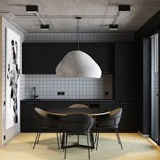 One Room Apartament Kitchen Design Agencement Interieur Cuisine Noire Decoration Interieure