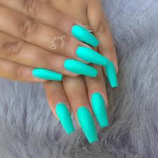 Wear it to the pool! Matte Teal Nails Coffin Matte