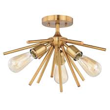 Shop Estelle 17 In W Brass Mid Century Modern Sputnik Semi Flush Mount Ceiling Light 17 In W X 11 5 In H X 17 In D Overstock 20985908